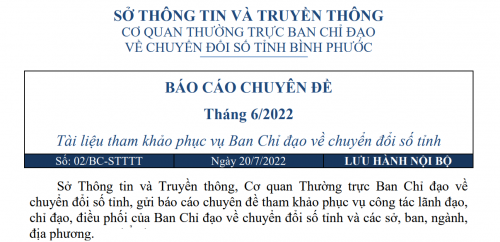 Báo cáo chuyên đề chuyển đổi số tỉnh Bình Phước tháng 6/2022