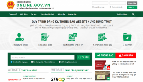 Tổ chức, cá nhân cung cấp, thiết lập website thương mại điện tử phải thông báo, đăng ký với Bộ Công Thương