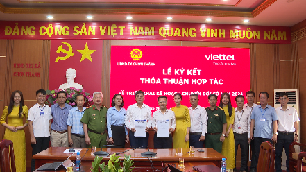 Chơn Thành - Viettel Bình Phước: Ký kết thỏa thuận hợp tác chuyển đổi số